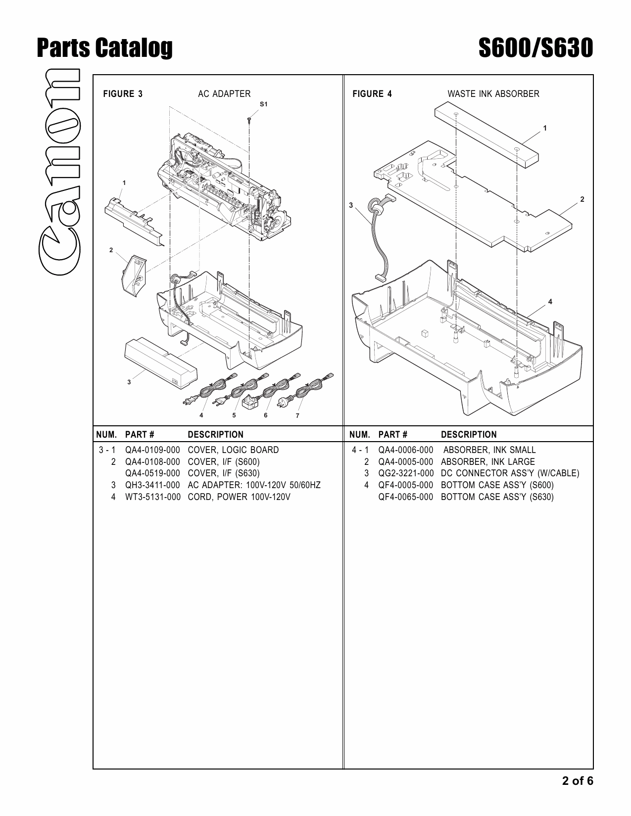 Canon PIXUS S600 S630 S630N Parts Catalog Manual-3